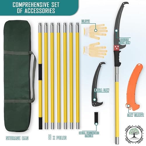 Pole Saws for Tree Trimming, 7.3-27 ft Extendable Tree Trimmers Long Handle Pruner, Sharp Steel Blade and Scissors High Branches Trimming, Tree Pruner, Tree Saw (7.3-27 ft) thumbnail 3