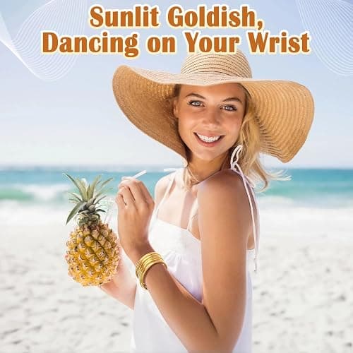 Alphatool Glitter Jelly Gold Bangles Bracelets for Women - Gold Soft Silicone Sparkling Ladies Fashion Stackable Jewelry Gift for Party thumbnail 9