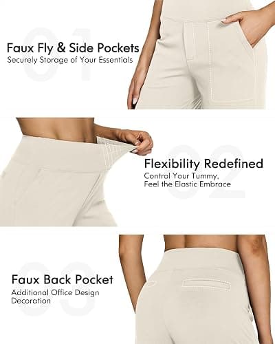 G4Free EverGoing Yoga Pants Women Wide Leg Pants with Pockets High Waist Stretch Dress Casual Sweatpants Petite/Regular/Tall thumbnail 4