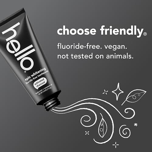 hello Epic Whitening Charcoal Fluoride Free Toothpaste, Activated Charcoal Toothpaste with Coconut Oil, Whitens Teeth Naturally, SLS Free, Fresh Mint, 3 Pack, 4.0 Oz Tubes thumbnail 4