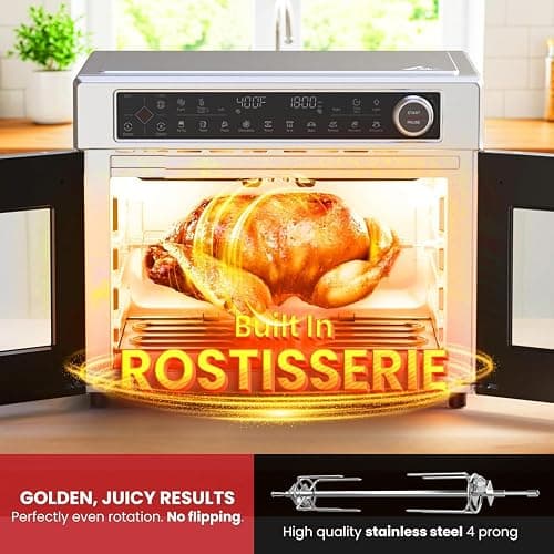Magic Mill Ultra-Premium Air Fryer Toaster Oven Combo With Independent Dual-Zone Technology, Extra Large 32QT French Door Stainless Steel Convection Oven, Next-Gen Patent Technology, 13 accessories thumbnail 7