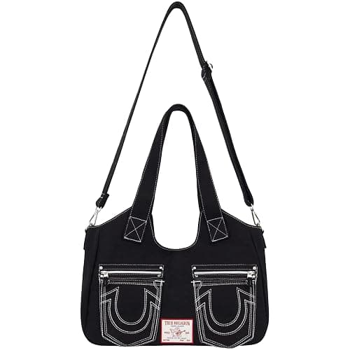 True Religion Women's Satchel Bag, Crossbody Purse Handbag with Horseshoe Logo Stitching - Image 1