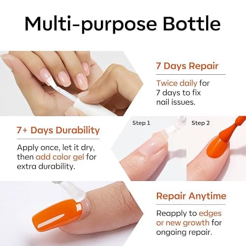 Modelones Nail Strengthener and Growth, Water-Based Nail Hardener Repair | Nail Hardener Extra Strong and Growth 3-in-1 Clear Nail Repair Mode Strengthening Polish Care Gifts Women 13.5ml 0.46 Fl Oz thumbnail 7