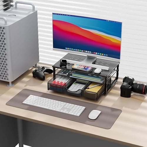 gianotter Computer Monitor Stand Riser, Desk Organizers and Accessories with Drawer, Office Desk Accessories & Workspace Desktop Organizers Storage for Printer Stand (Black) thumbnail 2