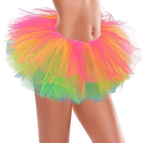 Tutus for Women 5 Layered Adult Tutu Skirts for Women Halloween Tutu for Womens 80s Costume Womens Fully Skirt Tulle Skirt - One Size - Rainbow thumbnail 2