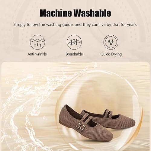 Frank Mully Women's Flats Square Toe Mary Jane Shoes Ballet Flats with Strap Comfortable Slip On Knit Shoes Dressy Casual thumbnail 3
