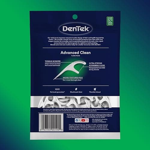 DenTek Advanced Clean Floss Picks with No Break & No Shred Dental Floss, Plaque Remover, 150 Count thumbnail 8