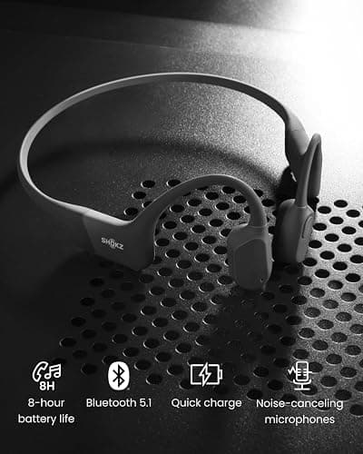 Shokz OpenRun (AfterShokz Aeropex) - Open-Ear Bluetooth Bone Conduction Sport Headphones - Sweat Resistant Wireless Earphones for Workouts and Running - Built-in Mic, with Headband (Black) thumbnail 5