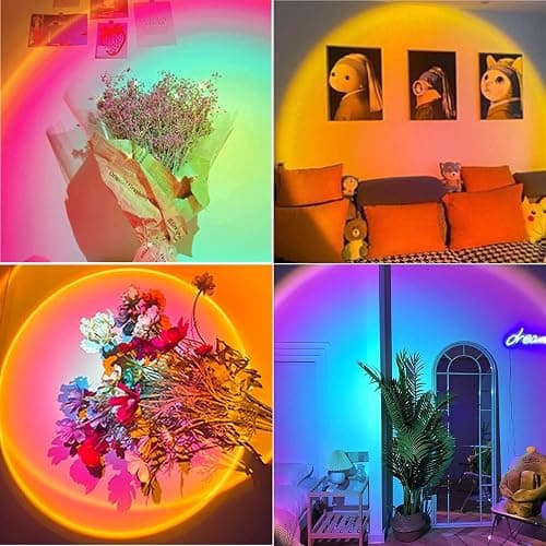 Sunset Lamp Projection, Sunset Night Light Rainbow Projector 180° 16 Color Changing 4 Modes, Vlog, Photography, Decorative, Party Decor, Gift for Women(16 Color) thumbnail 8