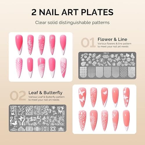 MelodySusie French Tip Tool, Nail Stamp, 2 Stamping Plates, 6PCS | Clear Silicone Nail Stamper, 2 Replacement Heads, 1 Scraper, 2 Stamping Plates, French Manicure Stamp, Nail Art Stamper, DIY thumbnail 4