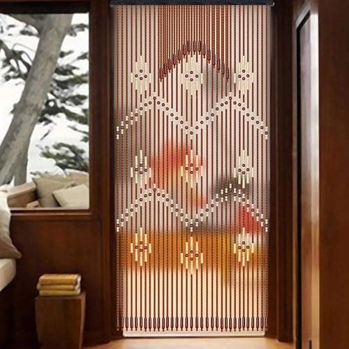 TFCFL Wooden Bead Curtain, 32 Lines Doorway Screen W35.4 X H68.9 for Porch Bedroom Living Room (Coffee) - Model 1 thumbnail 9