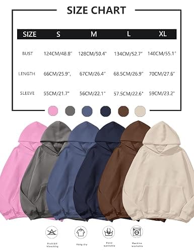 SHBECYDE Women Solid Basic Loose Fleece Hoodies Sweatshirt Oversized Long Sleeve Drop Shoulder Kangaroo Pockets Pullovers Top thumbnail 6