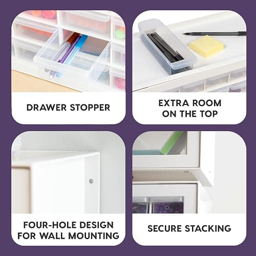 IRIS USA 44-Drawer Small Parts Storage Cabinet, Crafts, Made in USA, White | Wall-mountable, Stackable, Building Bricks, Screws, Nuts & Bolts, Hardware, Garage Tool Storage thumbnail 5