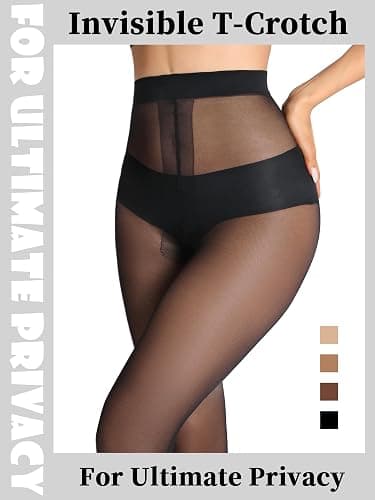 DancMolly Sheer to Waist Control Top Pantyhose, 2 Pairs Women's Tights T-Crotch, Everyday Office Wear, Medias de Mujer thumbnail 3