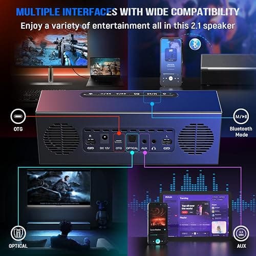 FIFINE Computer Speakers System with Subwoofer, Gaming Speaker for PC with RGB, Volume Control, Monitoring, 3.5mm Aux Input, AC Powered Speakers for Desktop Mobile TV-AmpliGame A22 thumbnail 5