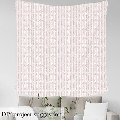 Rose Fabric by The Yard, Floral Pattern Upholstery Fabric, Geometric Strip Lines Material by The Yard, Romantic Valenties Waterproof Fabric for DIY Art Craft Patchwork, Pink, 2 Yards thumbnail 3