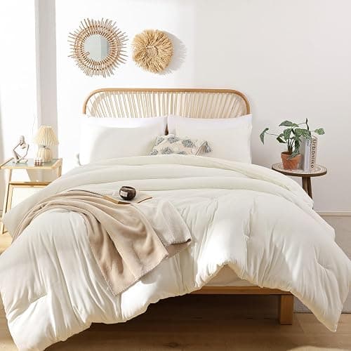 ROSGONIA Queen Comforter Set Ivory, 3pcs(1 Boho Ivory Comforter & 2 Pillowcases) All Season Soft Bedding Lightweight Bedspread Blanket Quilt Bed thumbnail 5