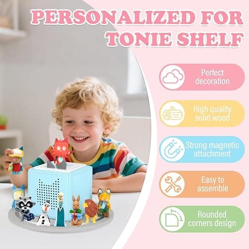 RZYLKA 360° Round Turntable for Tonies Box Organizer Storage Shelf, Magnetic Floating Shelves for Toniebox Generation 1 & 2 Player Tonies Figures, Display Collection 10~20 Characters (Gray) thumbnail 3