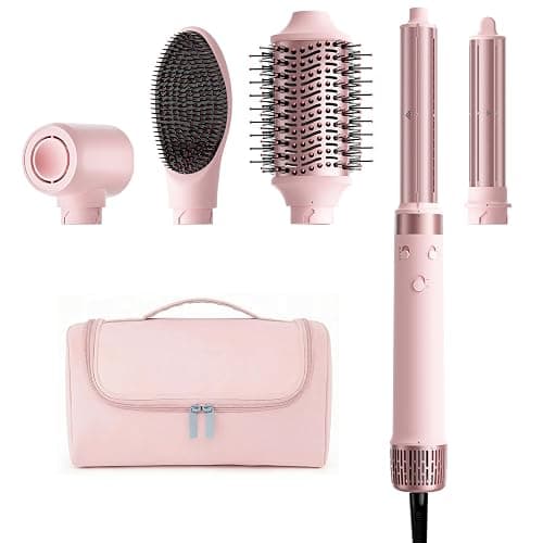 MESCOMB 5 in 1 Dual Voltage Hair Styler Ionen Föhn & Airstyler Set mit Aufsätzen, Schnelltrocknend,Lockenstab,Glätten, Volumen, Ohne Hitzeschäden | 100–240V für weltweite Reisen mit Reisetasche - Image 1