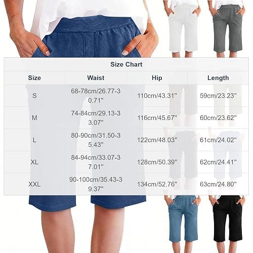 Bermuda Shorts for Women 2026 High Waisted Trendy Stretchy Denim Shorts Knee Length Cutoff Loose Fit Long Short Pants thumbnail 3