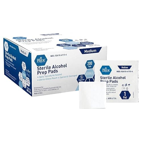 MED PRIDE Sterile Alcohol Prep Pads, Antiseptic, 70% Isopropyl, Individually Wrapped, Medical Grade 2 Ply Wipes (200 Count (Pack of 1) White) - Image 1