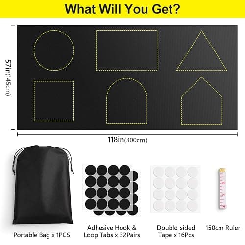 FADOTY Blackout Curtains for Bedroom, Portable 100% Black Out Window Cover Film, Cuttable Blackout Shades Fabric Sheet, No Drill Window Blinds, Sun Heat Light Blocker for Travel Media Dorm, 57'' W thumbnail 2