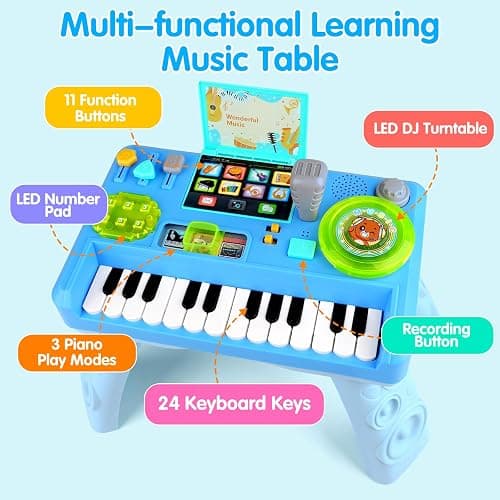 Baby DJ Table for Toddlers 1-3, Baby Musical Piano Toys 6-9-12-18 Months Toddler Activity Learning DJ Mixing Table with Music & Light Educational Toy for 1 Year Old Boy Girl First Birthday Infant Gift thumbnail 5