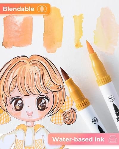 Ohuhu Skin Tone Markers 36 Colors: Dual Tip Brush and Fineliner Markers for Adult Coloring Water Based Art Skintone Marker Pens Set for Portrait Drawing Lettering Writing Calligraphy Journaling - Maui thumbnail 8