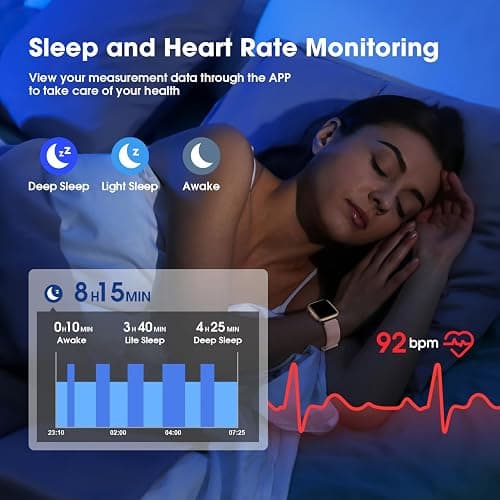 Fitness Tracker Watch with Heart Rate Monitor, Activity Tracker with Pedometer, Sleep Monitor, Calories & Step Counter, 5ATM Waterproof Smart Watch for Women Men Health Fitness Watch for Sports thumbnail 7