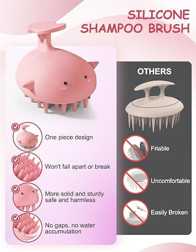 Scalp Massager Hair Growth Shampoo Brush, Silicone Scalp Scrubber Shower Scalp Brush for Hair, Head Massager Scalp Exfoliator for Dandruff Removal, Wet Dry Scalp Massage Tool for Hair Care, Pink thumbnail 2