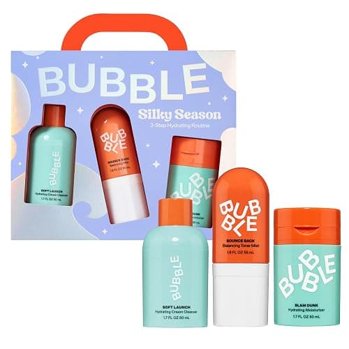 Bubble Skincare Silky Season 3-Step Hydrating Skin Care Set - Travel Size Skincare for Dry Skin - Soft Launch Cream Cleanser, Bounce Back Hydrating Toner Spray & Slam Dunk Moisturizer (3 Count) thumbnail 2