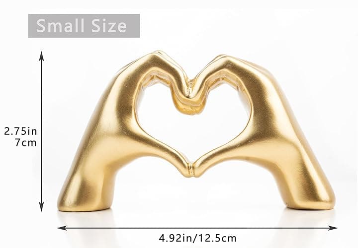 Small Heart Hands Sculpture Decor for Living Room Bedroom Bookshelf Coffe Table and Office Display, Love Finger Statue Modern Aesthetic Home Decor, Unique Gift for Wedding Christmas Birthday (Gold) thumbnail 3