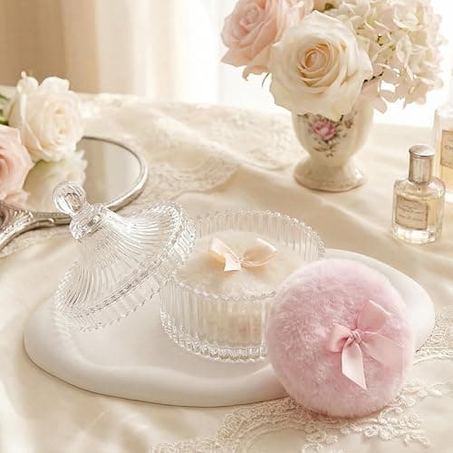 Large Body Powder Puff and Container,Jar Dusting Powder Container with Puff,Reusable Velour Face Body Glitter Wet Dry Makeup thumbnail 6