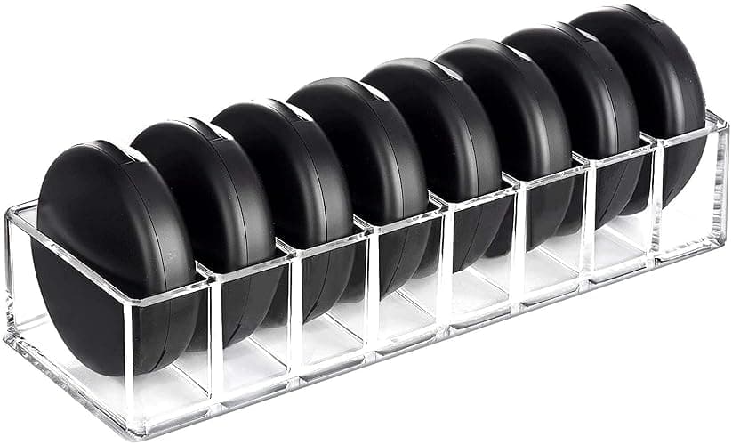 HBlife Clear Acrylic Makeup Compact Organizer, 8 Spaces Vanity Organizer Stand Eyeshadow Pallet Storage for Lipstick Bronzer Powder Highlighter, Skincare Cosmetic Display Cases for Bathroom - Clear