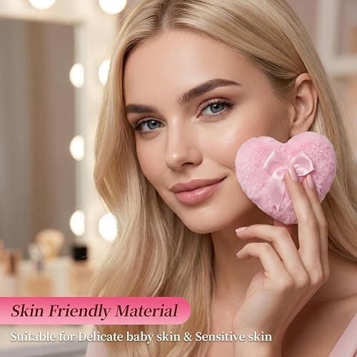 Body Powder Puff and Container Powder Container with Puff Crystal Case Soft Washable Reusable Velour Face Body Wet Dry Makeup thumbnail 7