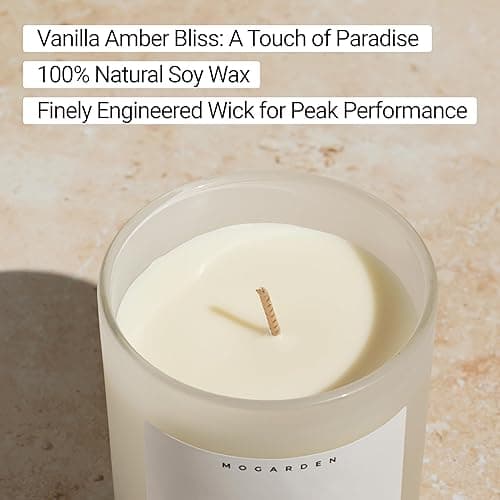 Luxury Vanilla Candle, Scented Candles Gifts for Women & Men, Vanilla Amber Floral Candle Natural Soy 220g - Brand Label thumbnail 3