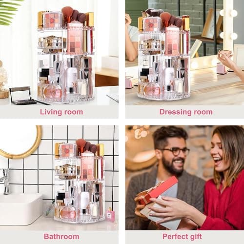 YIEZI 360 Rotierender Make Up Organizer und Lippenstift-Organizer, 16 Löcher, Lippenstifthalter, Verstellbarer Multifunktions-Spinnhalter, Aufbewahrung Kosmetik Organizer, Parfüm und Accessoires thumbnail 6