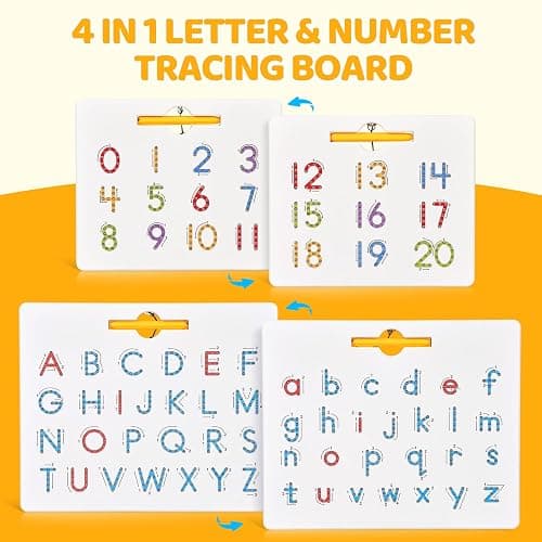 GAMENOTE Double Sided Magnetic Letter & Number Board Set - Alphabet & Numbers Tracing Board for Toddlers, ABC Uppercase & Lowercase Practicing, Math Learning, Educational Toys for Kids thumbnail 3