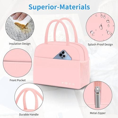 DALINDA Lunch Bag Lunch Box for Women Men, Insulated Lunch Bags Water-Resistant Cute Cooler Lunch Tote Bag, Reusable Large Capacity for Work Travel Picnic thumbnail 3