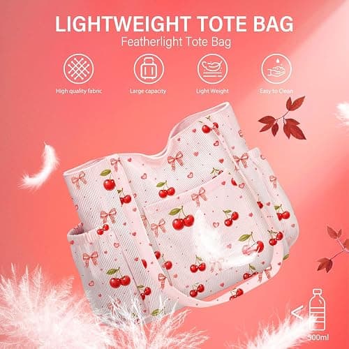 Corduroy Tote Bag for Women,Large Capacity Cute Tote Bags With 6 Pockets,Crossbody Shoulder Handbag for Work Travel Gym thumbnail 7
