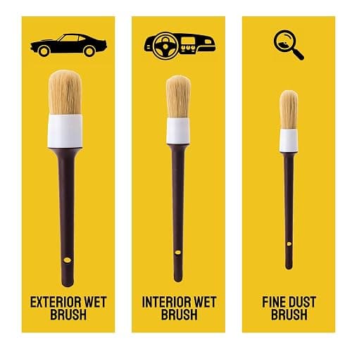 Detail Dudes Car Detailing Brush Set 3-pc - Scratch-Free Boars Hair for Interior and Exterior Work - Pro Quality Car Cleaning Brush Kit for Leather Seats, Dashboards, Wheels, Grills and Paint thumbnail 9