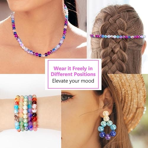 XSEINO 192 Colors 4800pcs 8mm Dream Candy Colorful Series Glass Beads Bracelet Making Kit,8 Box Different Unique Styles Crystal Bead for Making and DIY Crafts thumbnail 6