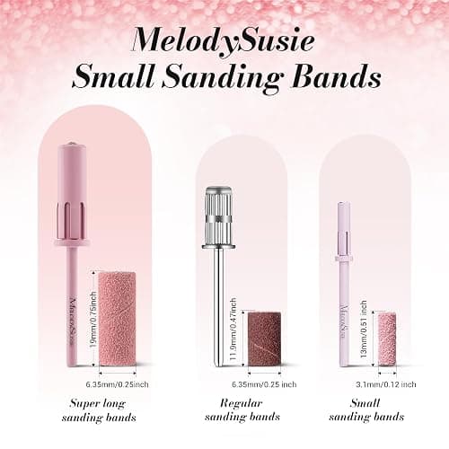 MelodySusie 120 Pcs Nail Drill Bits Small Sanding Bands for 3.1mm Mandrel Bit, 80 Coarse Grit Nail File for Acrylic Nails Gel Manicures and Pedicure, Pink (Only Sanding Bands) thumbnail 4