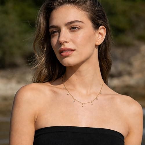 Dainty 18K Gold Plated Cubic Zirconia Clover Pendant Necklace for Women | Lucky Four Leaf Clover Design, Sparkly CZ Accent, Adjustable Chain Length, Waterproof Non-Tarnish, Ideal Gift Choice thumbnail 3