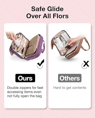 BAGSMART Toiletry Bag Hanging Travel Makeup Organizer with TSA Approved Transparent Cosmetic Bag Makeup Bag for Full Sized Toiletries, Large-Purple thumbnail 5
