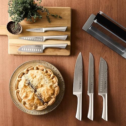 Cuisine::pro Damashiro Knife Block (Kumi, 7-Piece Chef Knife Set) - Japanese Steel Knife - Magnetic Knife Block- Damascus-Inspired Blade Kitchen Knives thumbnail 2