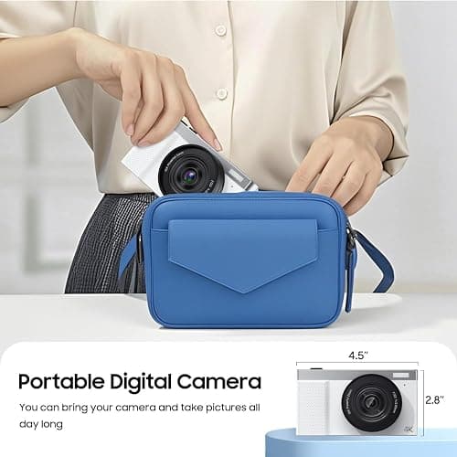4K Digital Camera, 64MP Vlogging Camera for Photography with 3" 180° Flip Screen, 16X Compact Digital Camera with 64GB Micro SD Card for Beginner (White) thumbnail 7