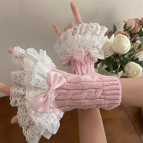OCUH Y2K Accessories Cutecore Grunge Gloves for women Goth Fingerless Ripped Long Sleeve Cosplay Lolita Cute Arm Warmers thumbnail 4