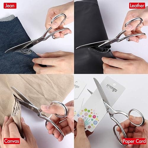 LIVINGO 8" Professional Heavy Duty Tailor Fabric Scissors, Dressmaker Sewing Classic Stainless Steel Ultra Sharp Forged Shears, Bent A-silver thumbnail 6