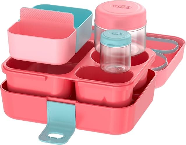 THERMOS Kids Freestyle 8 Piece Food Storage Kit, Pink/Peach - Image 1